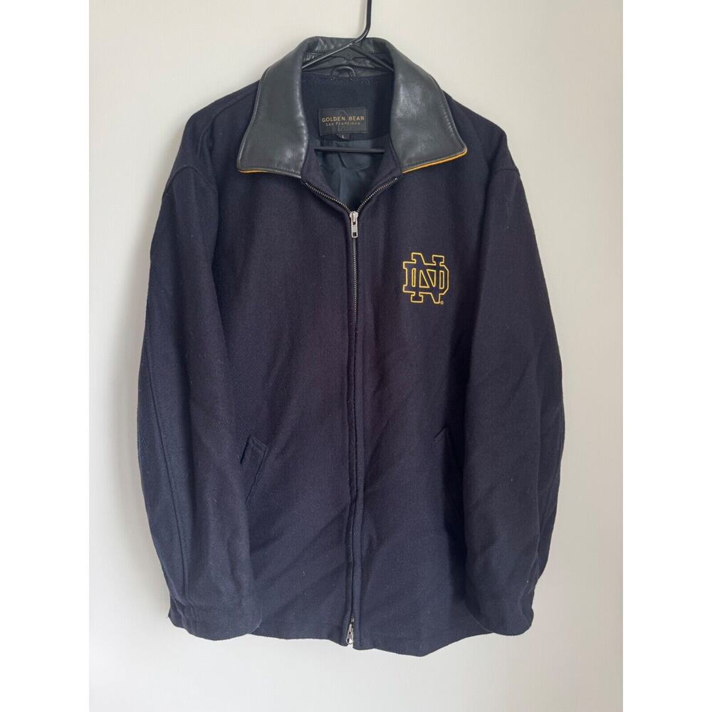 GOLDEN BEAR San Francisco Varsity Jacket Notre Dame USA Leather Wool Full Zip